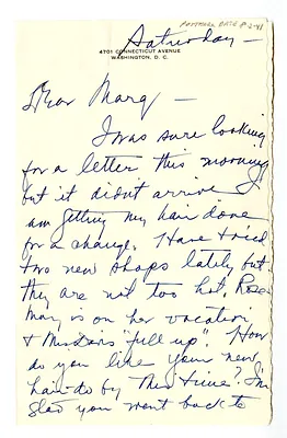 Letter from Bess W. Truman to Margaret Truman