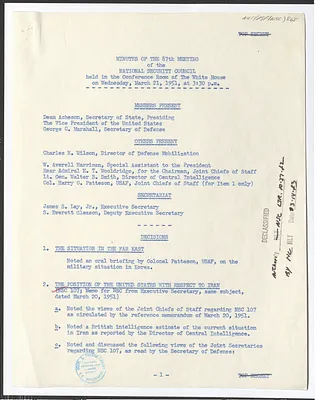 Minutes of the Eighty-Seventh Meeting of the National Security Council