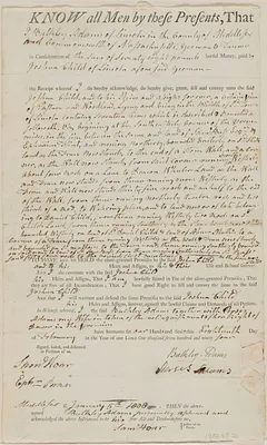 Deed of Bulkley Adams to Joshua Child for 17 acres land in Lincoln, in consideration of 78£
