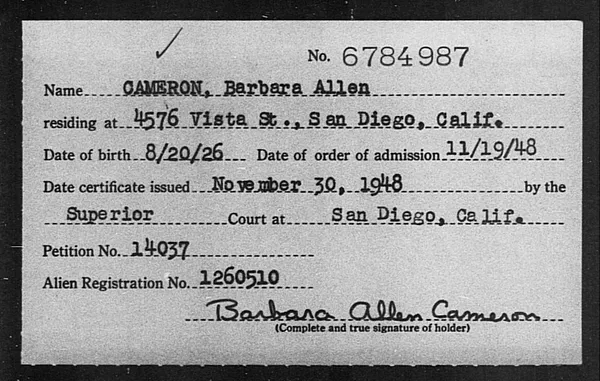 Cameron, Barbara Allen - 1948