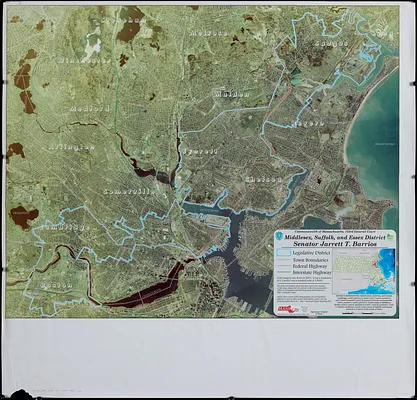 Commonwealth of Massachusetts, 183rd General Court, Middlesex, Suffolk, and Essex District, Senator Jarrett T. Barrios [aerial imagery]