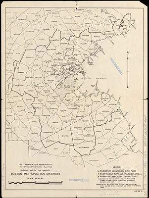 Outline map of the various Boston metropolitan districts