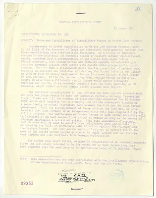 Central Intelligence Agency, Intelligence Memorandum Number 322