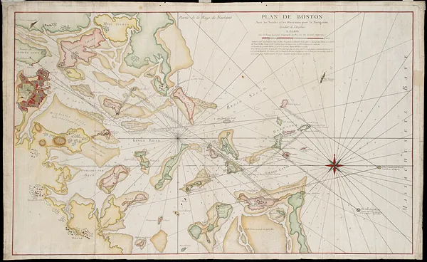 Plan de Boston avec les sondes et les directions pour la navigation