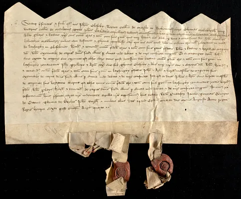 Grant of property, 1426 August 4, by John Cleseby, Thomas Makeblythe and John Wardale to Robert and Katharine Plays and to John Trollope and Agnes (Cleseby) Trollope