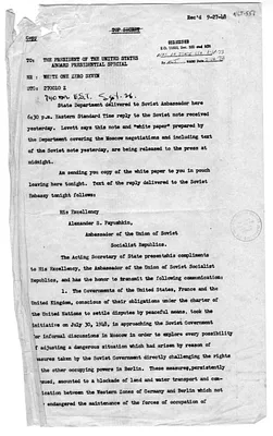 Message from the State Department to President Harry S. Truman