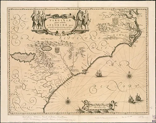 Virginiae partis australis et Floridae partis orientalis, interjacentium[que] regionum nova descriptio