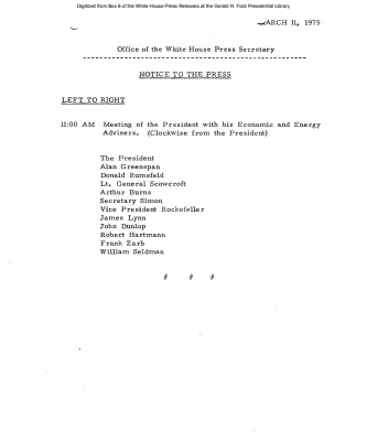 Meeting of the President with his Economic and Energy Advisers [Meeting Attendee List]