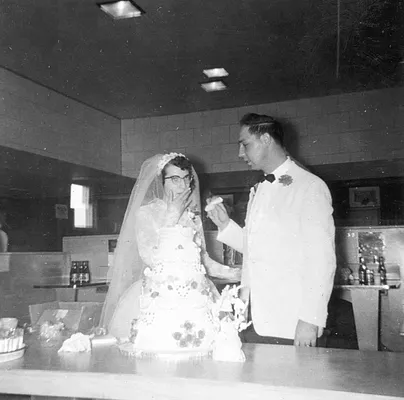 Bill & Sally Bauer at the Duncan Community Hall, 1957
