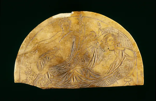 Plaque with Dionysos, Ariadne, and Eros