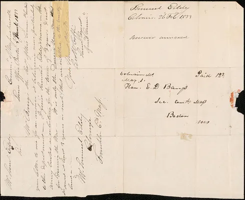 Samuel Eddy to Edward D. Bangs, 26 February 1833