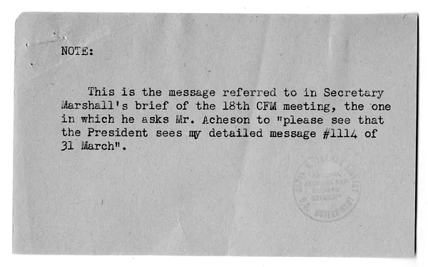 Telegram from Walter Bedell Smith to the Department of State