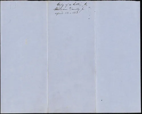 Copy of a letter from Samuel Warner to William Dwelley, 12 April 1853