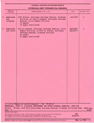 Wilson, Will [R.] [Assistant Attorney General, Criminal Division] [Apr. 1969 - Jan. 1972]