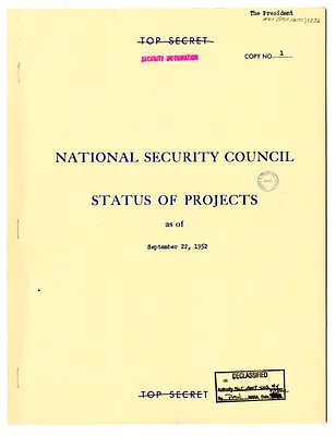 Report, National Security Council Status of Projects