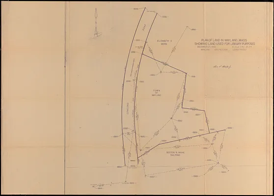 Plan of land in Wayland, Mass. showing land used for library purposes