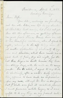 Letter from William Lloyd Garrison, Providence, [R.I.], to Helen Eliza Garrison, April 8, 1866, Sunday Evening