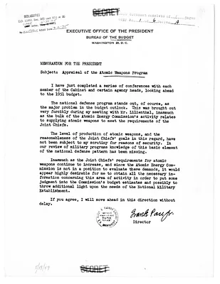 Memorandum from Frank Pace, Jr. to President Harry S. Truman
