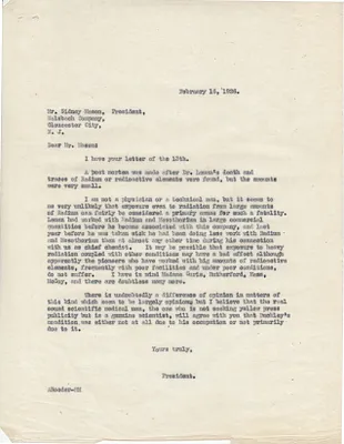 Letters Sent to Sidney Mason, February 16, 1926