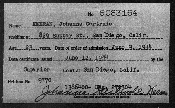 Keeran, Johanna Gertrude - 1944