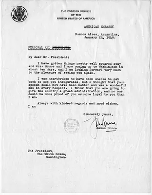 Letter from Ambassador James Bruce to President Harry S. Truman, with Related Material