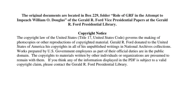 Role of Gerald Ford in the Attempt to Impeach William O. Douglas - Library of Congress Study, 1973