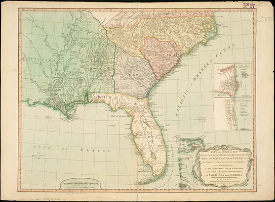 A new and general map of the Southern dominions belonging to the United States of America, viz North Carolina, South Carolina, and Georgia