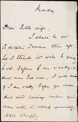 [John Biddulph Martin] autograph note to Victoria Woodhull Martin, approximately 1883-1897