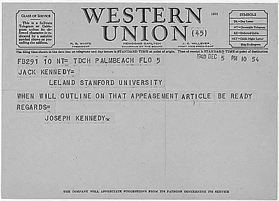 Telegram from Joseph P. Kennedy, Sr. to John F. Kennedy December 5, 1940
