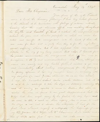 Letter from Emma Parker, Cavendish, [Vermont], to Maria Weston Chapman, 1840 May 14