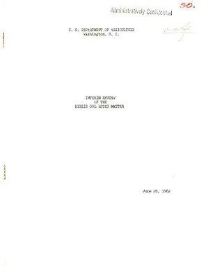 Interim Review of the Billie Sol Estes Matter, U.S. Department of Agriculture, June 26, 1962