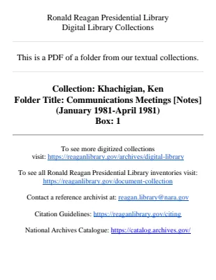 Communication Meetings [Notes] (January 1981-April 1981)