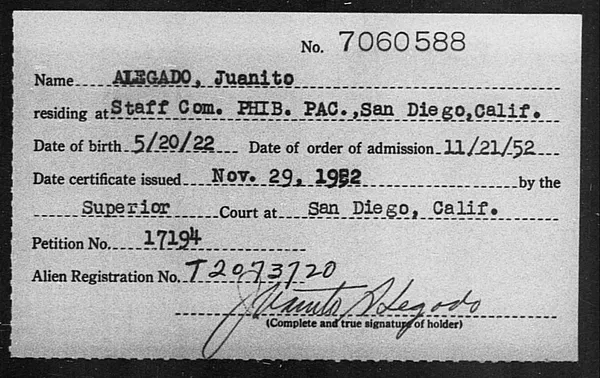 Alegado, Juanito - 1952