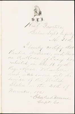Civil War enlistment paper