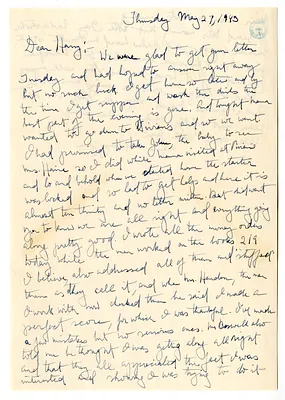 Letter from Mary Jane Truman to Harry S. Truman
