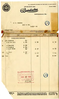 Bill from A. J. Bundschu, Inc.