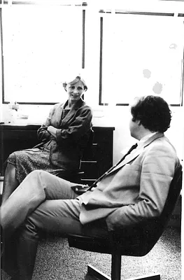 Historic American Building Survey/Historic American Engineering Record (HABS/HAER) Deputy Chief Sally Tompkins and HABS/HAER Chief Dr. Robert J. Kapsch in Chief's Office, HABS/HAER Offices at 1100 L Street, N.W. Washington, D.C., January 1989