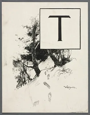 Inital T for Chapter XLIV from "Lorna Doone"