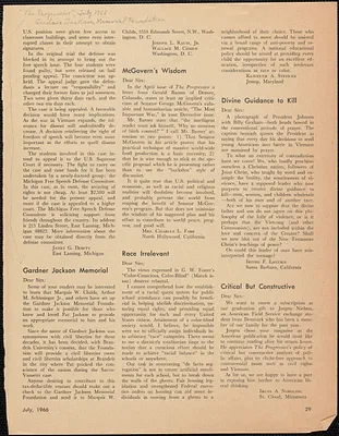 Joseph L. Rauh Jr. printed letter to Editor, The Progressive, July 1966: Gardner Jackson memorial