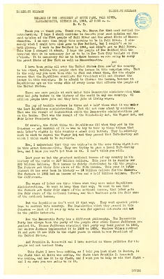 Press Release, Speech of President Harry S. Truman, Fall River, Massachusetts