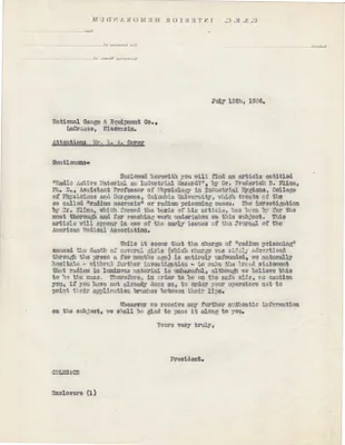 Letters Sent to L.A. Corey, July 12, 1926