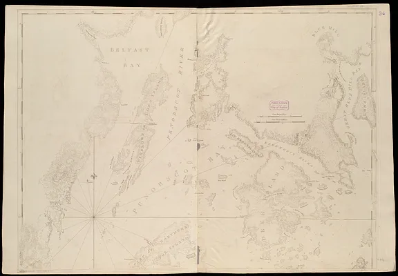 Coast of Maine showing Blue Hill Bay, Penobscot Bay, Belfast Bay, Islesboro Island, Deer Island, and other islands
