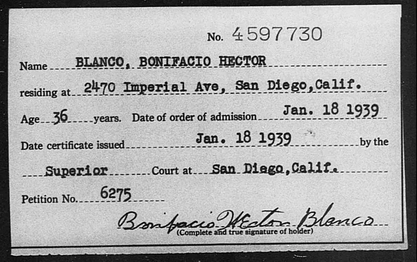 Blanco, Bonifacio Hector - 1939
