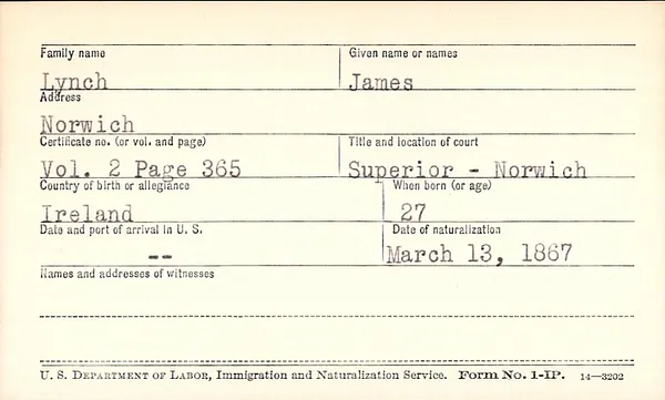 New London County Superior Court, Index to Naturalization Records, 1856-1905, Keef-O'Hea