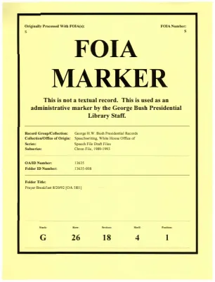 Prayer Breakfast 8/20/92 [OA 5811]