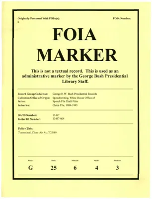 Transmittal, Clean Air Act 7/21/89