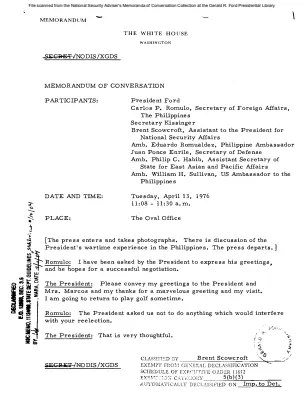 April 13, 1976 - Ford, Kissinger, Philippine Foreign Minister Carlos P. Romulo
