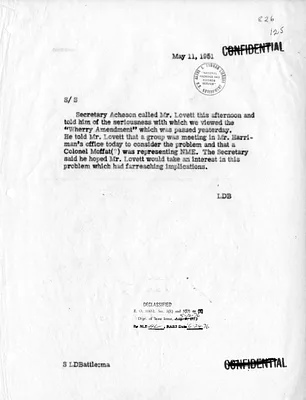 Memorandum of Telephone Conversation with Secretary of State Dean Acheson and Deputy Secretary of Defense Robert Lovett