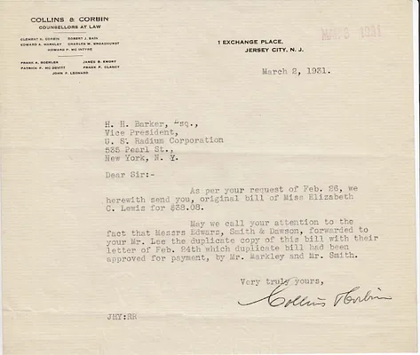 Letters Received to H.H. Barker, March 2, 1931