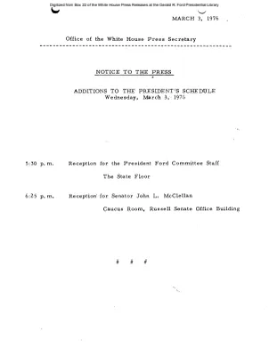 Additions to President's Schedule, Wednesday, March 3, 1976
